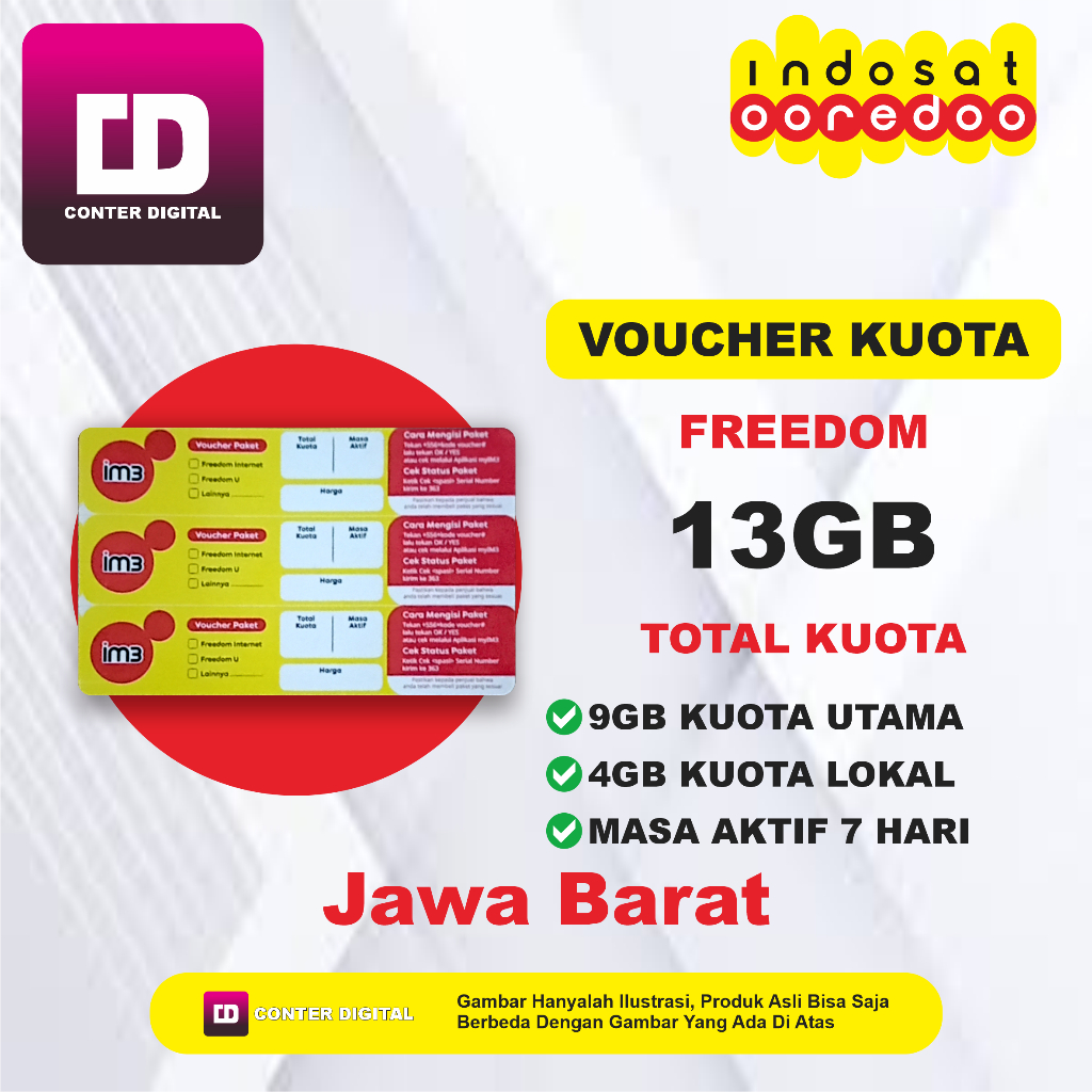 Voucher Kuota Indosat 13GB 7 Hari Full 24 Jam Paket Internet Indosat Ooredoo Murah