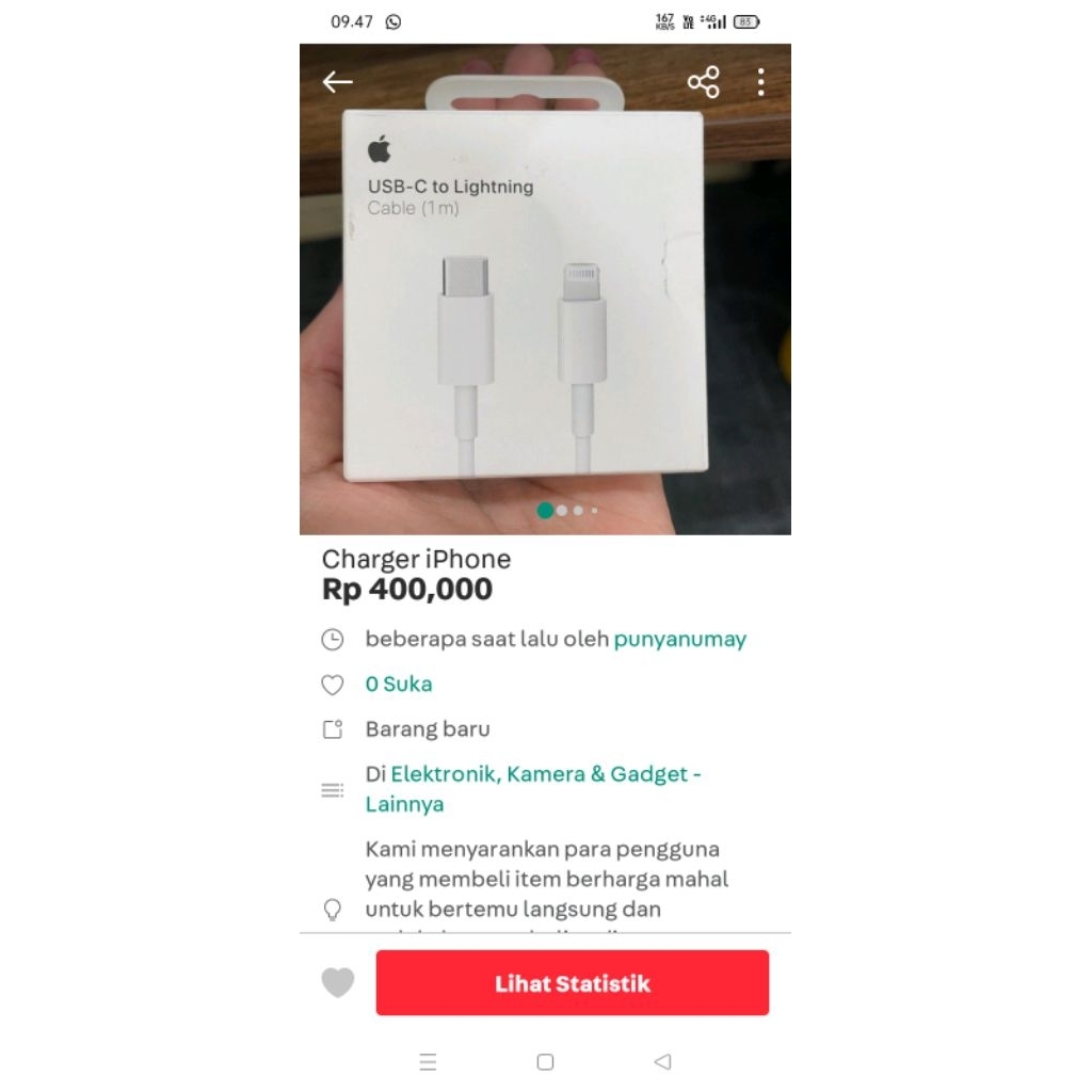 charger iphone ori ibox
