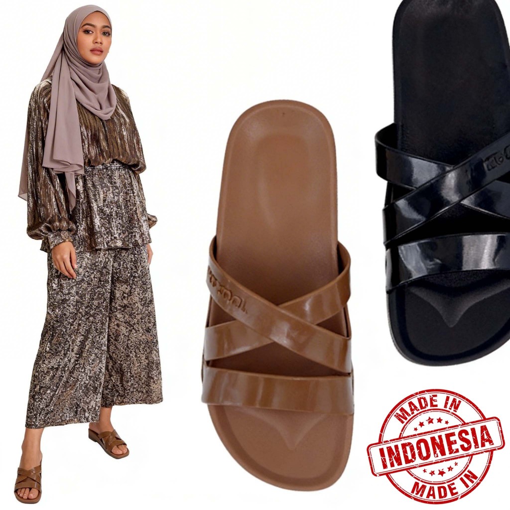 YUTU - Sandal Jelly Wanita Ruangan Modis Silang Bahan PVC Import Sandal Anti Licin Nyaman Dipakai Se