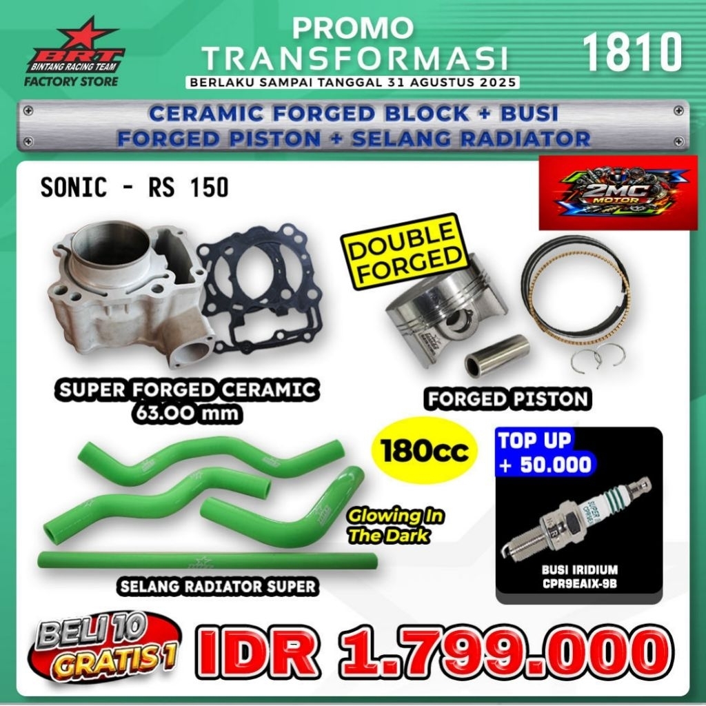Paket Bore Up Sonic 150 Block Piston BRT - BINTANG RACING TEAM