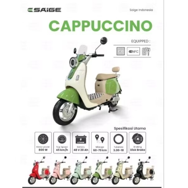 sepeda listrik saige cappucino/cappucino sepeda listrik/saige cappucino lithium