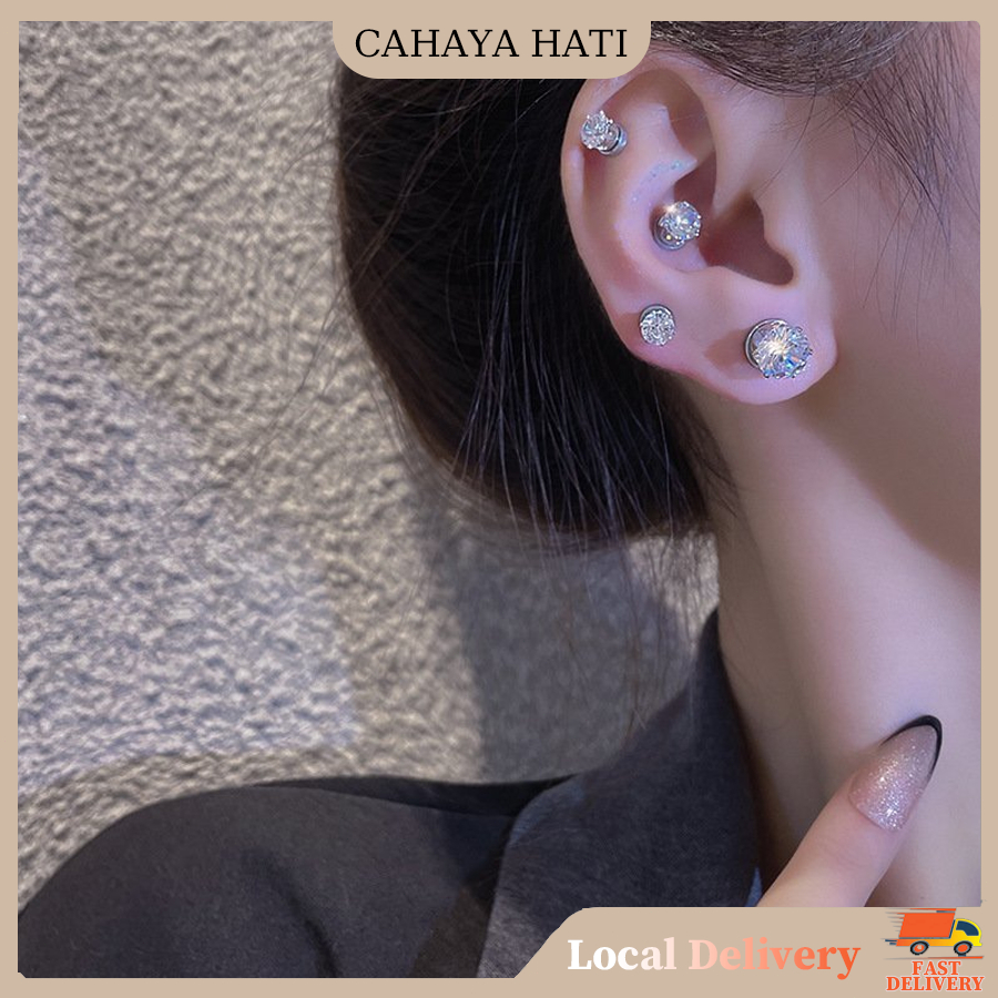 Anting Palsu Berlian Pria Wanita Tanpa Tindik Anting Zirkon