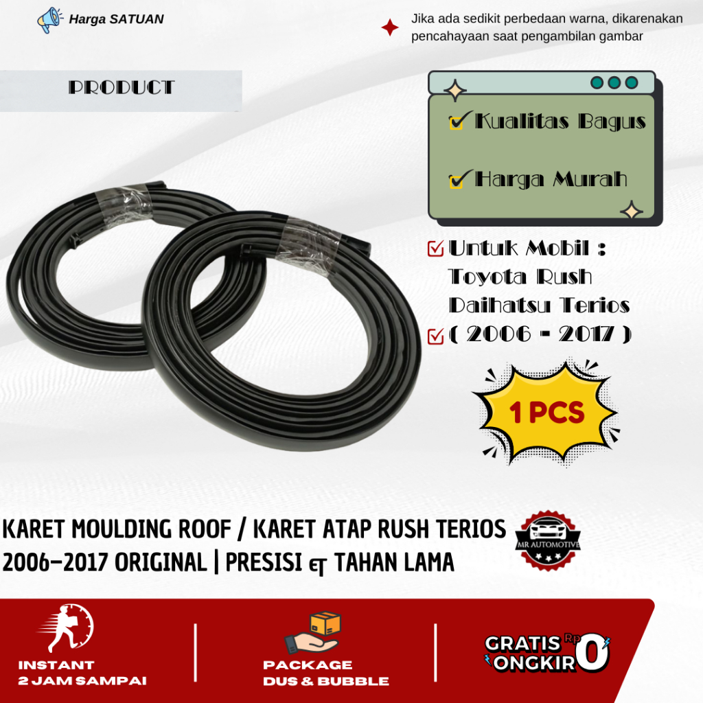 Karet Moulding Roof / Karet Atap Mobil Rush Terios 2006-2017 Original