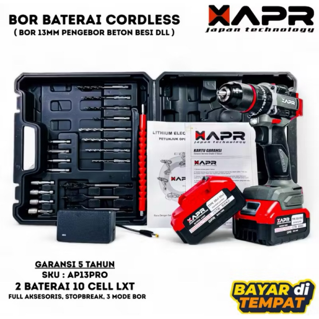 CORDLESS DRILL 88V APR AP13 PRO MESIN BOR BATERAI 88V APR AP13 PRO BOR BETON TEMBOK 13MM FULLSET LEN