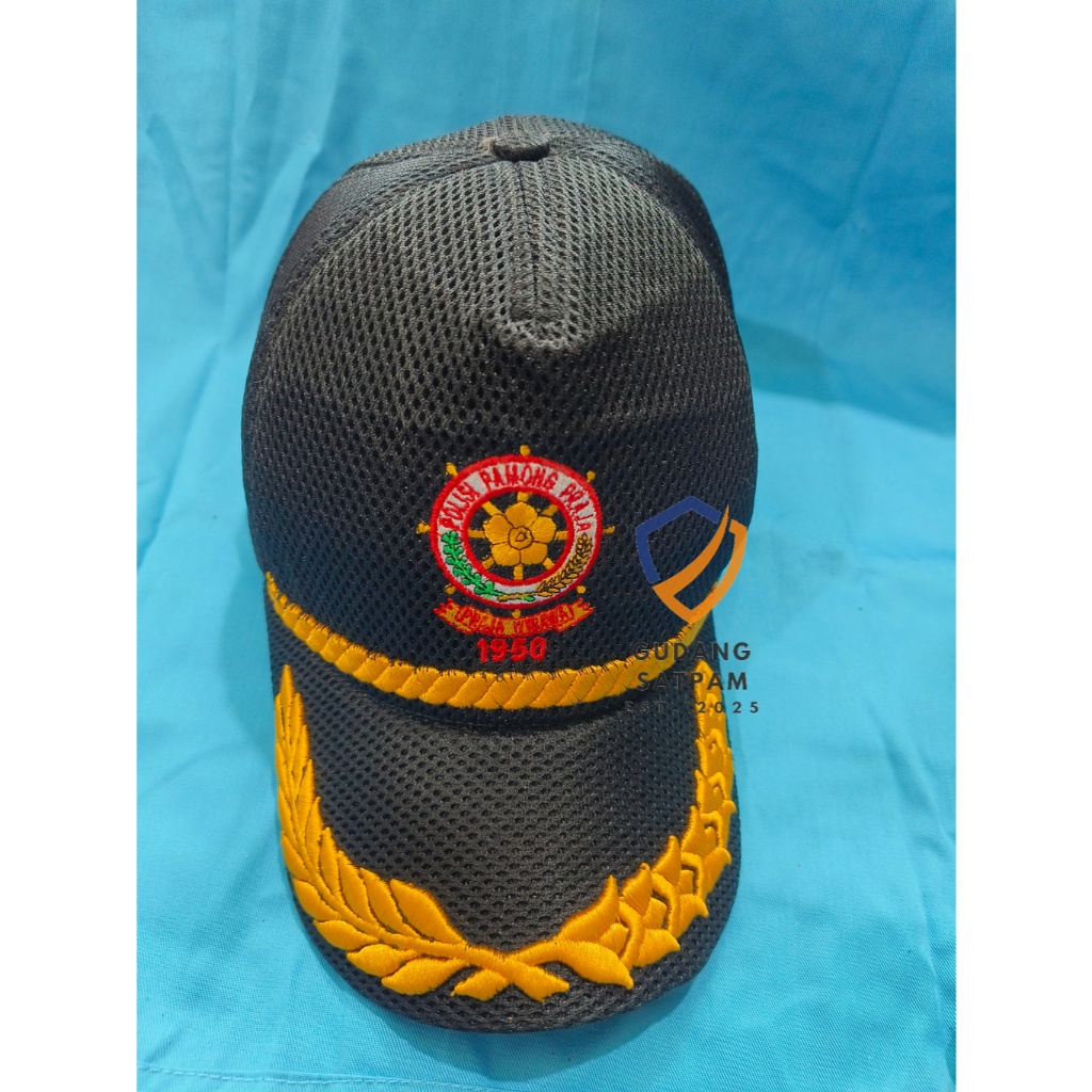 Topi Jaring POLPP Gol IV (Padi Kapas List) - Topi POLPP - Topi Jaring POLPP Padi Kapas List Hitam Mu