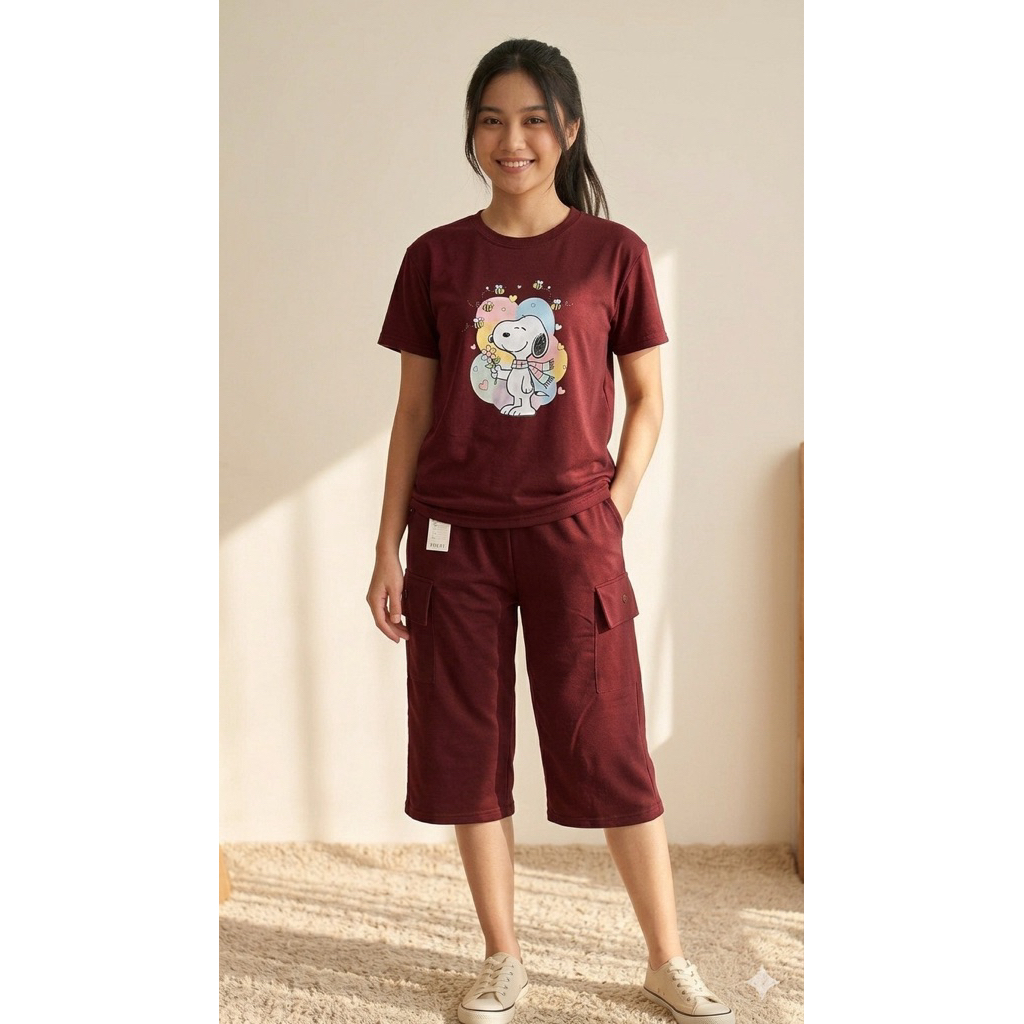 One Set Wanita Bahan Voxy 7/8 setelan / Setelan Celana 7/8 one set