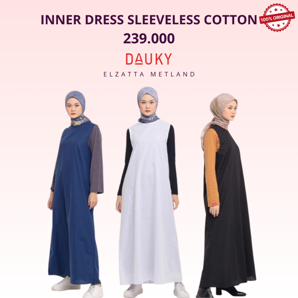 Dauky Inner Dress Sleeveless Cotton Dress Wanita Muslim Dauky