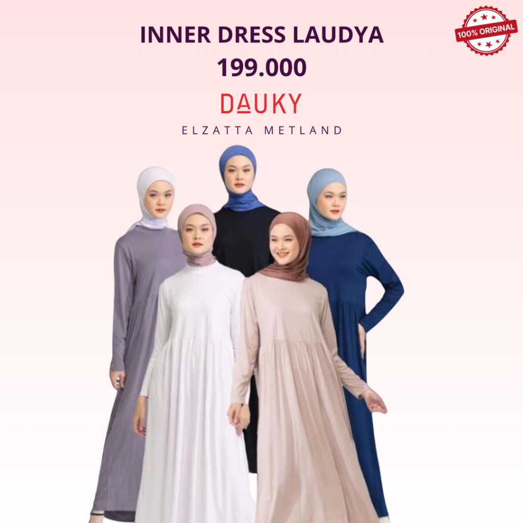 Dauky Inner Dress Laudya daleman wanita Muslimah Polos Adem Bahan Kaos