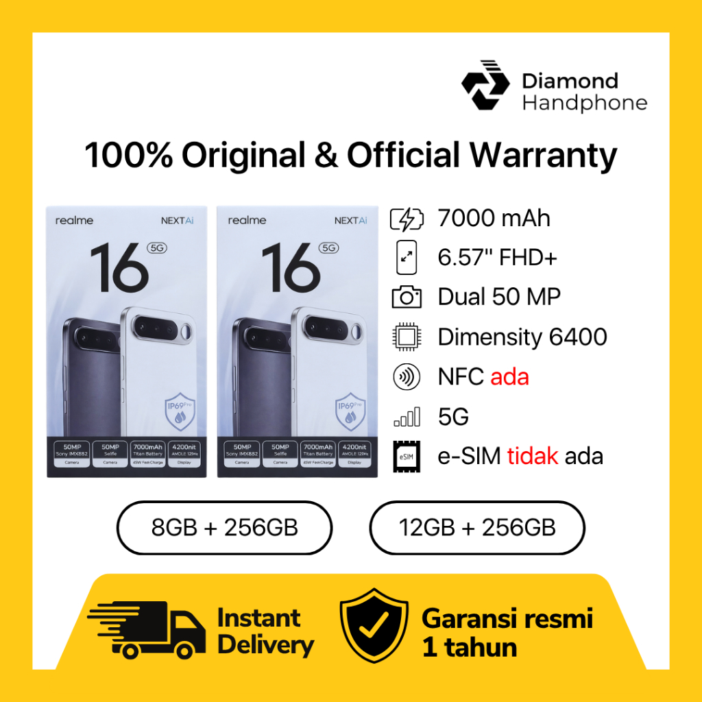 Realme 16 5G 8/256 12/256 8/256GB 12/256GB 8GB 12GB 256GB Garansi Resmi