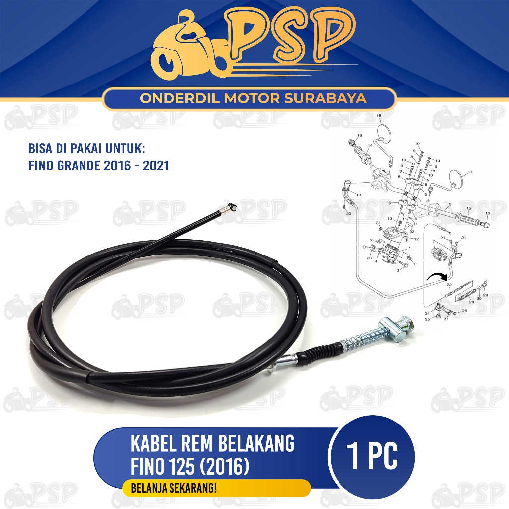 Kabel Rem Belakang Fino 125 (2016) - Throttle Iner Tali Seling Rim Yamaha Fino Grande 2017 - 2021