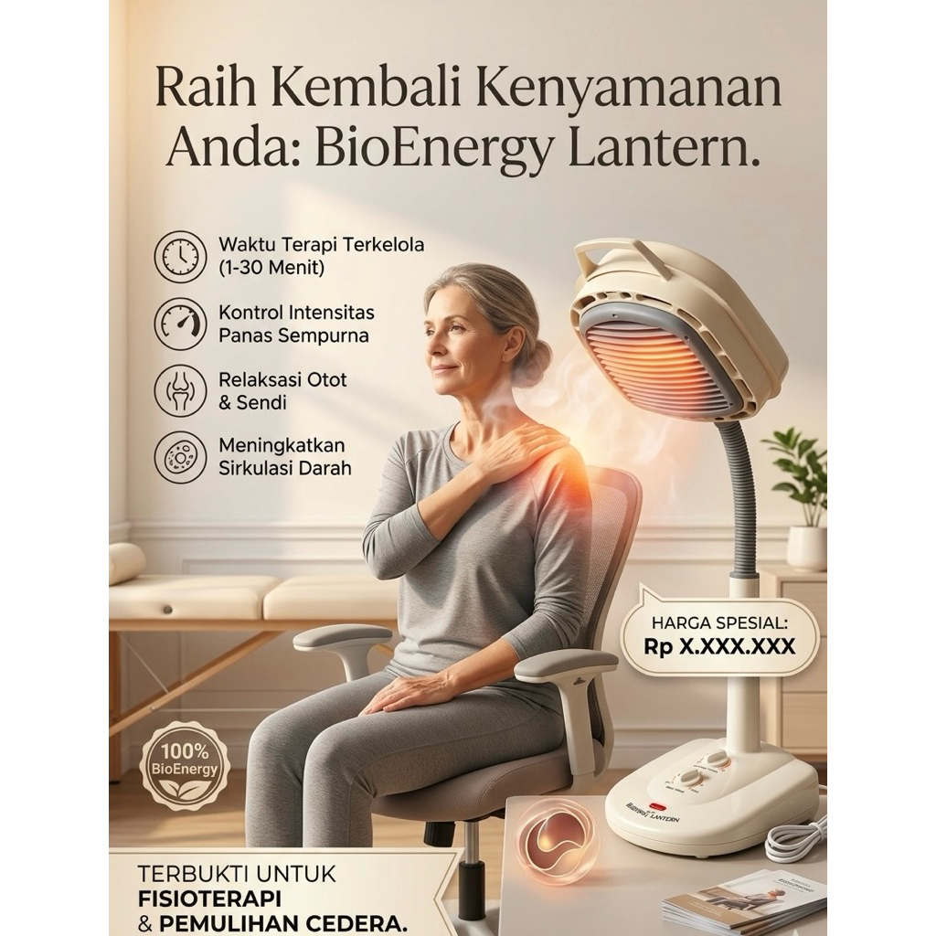 BioEnergy Lantern alat terapi panas yang dirancang untuk fisioterapi dan pemulihan cedera.