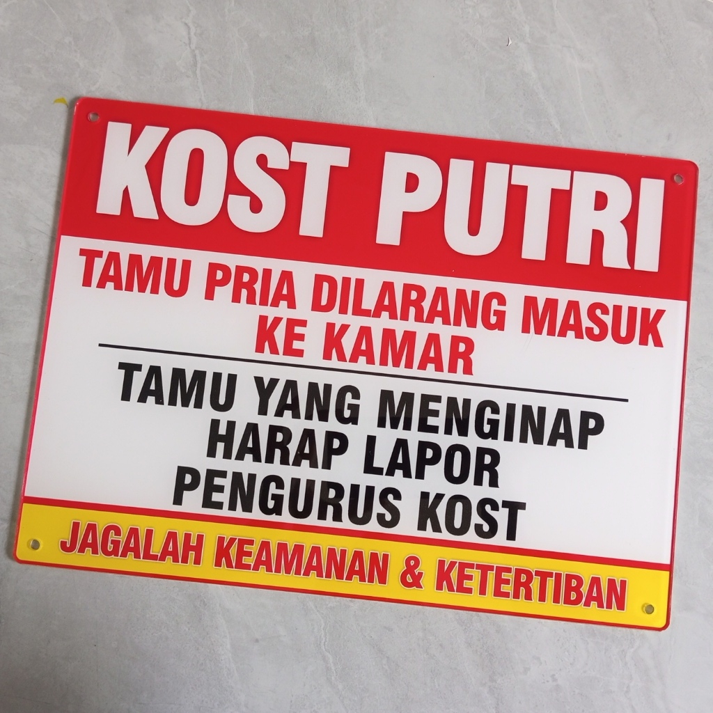Akrilik Kost Putri | Tamu Pria Dilarang Masuk | Akrilik Kost-Kost-an