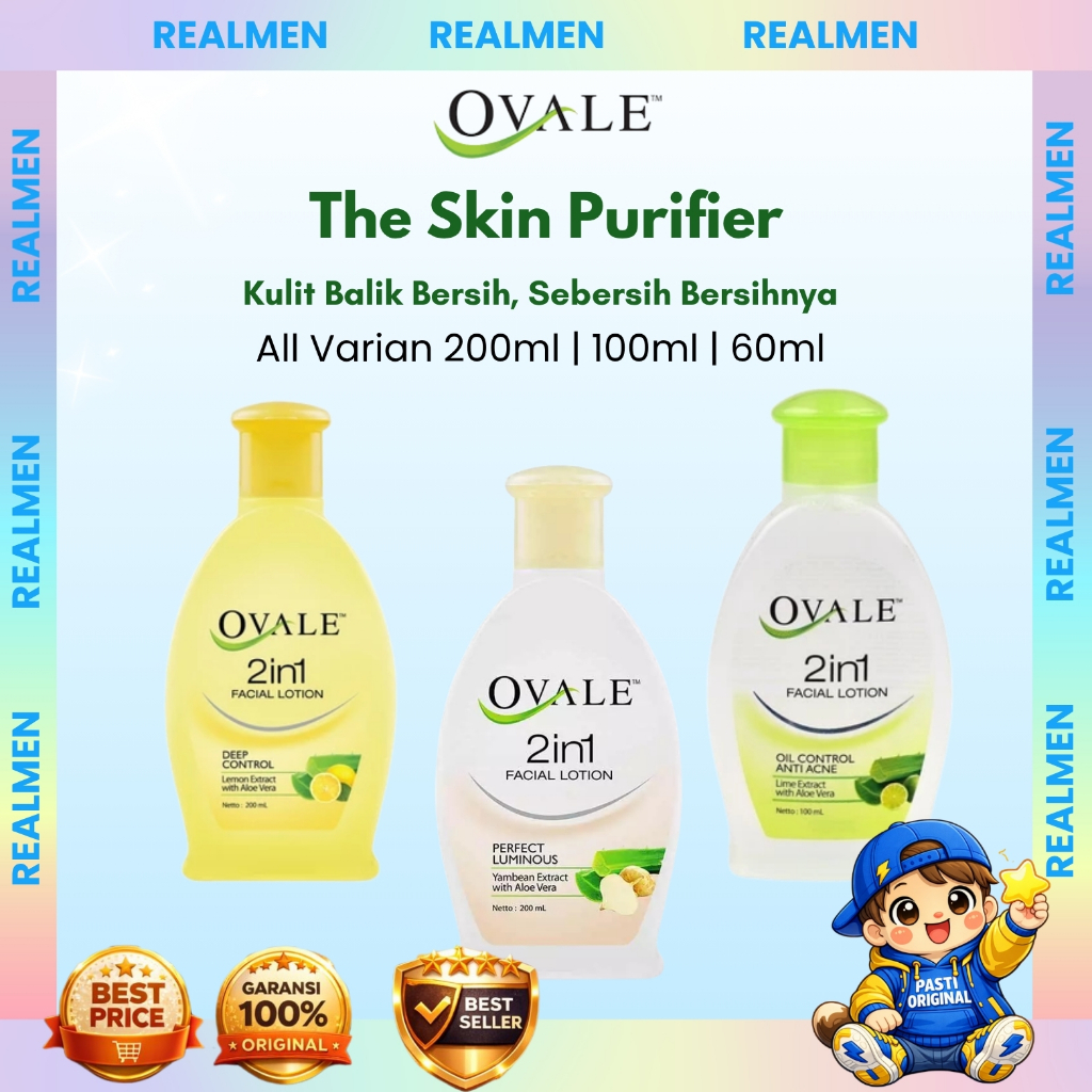 OVALE 2in1 Facial Lotion|Pembersih Wajah Sekali Usap | 60ML