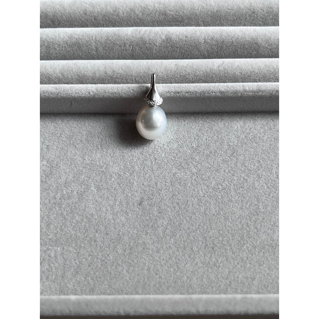 Liontin emas putih berlian mutiara 004
