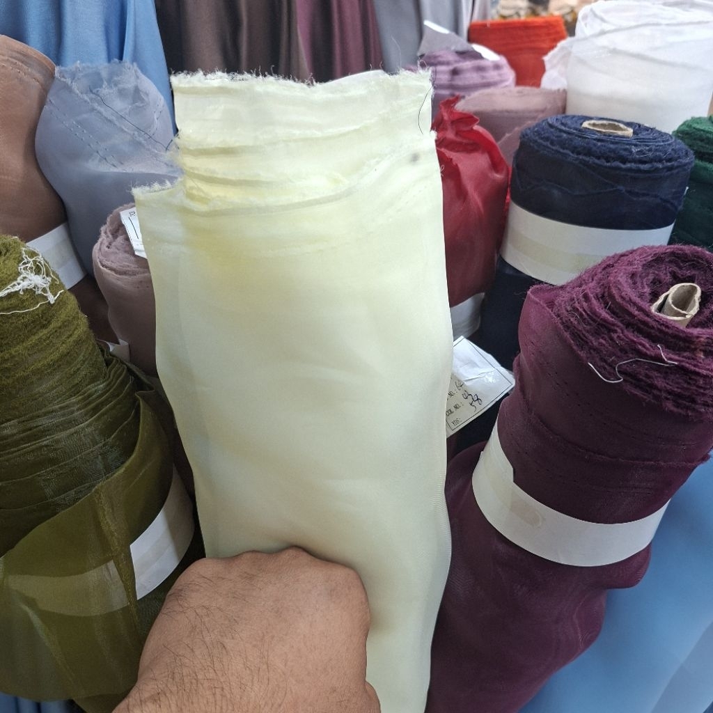 (COD)bahan kain satin organza polos premium silk kaca/gaun pesta termurah/wanita gaun organza