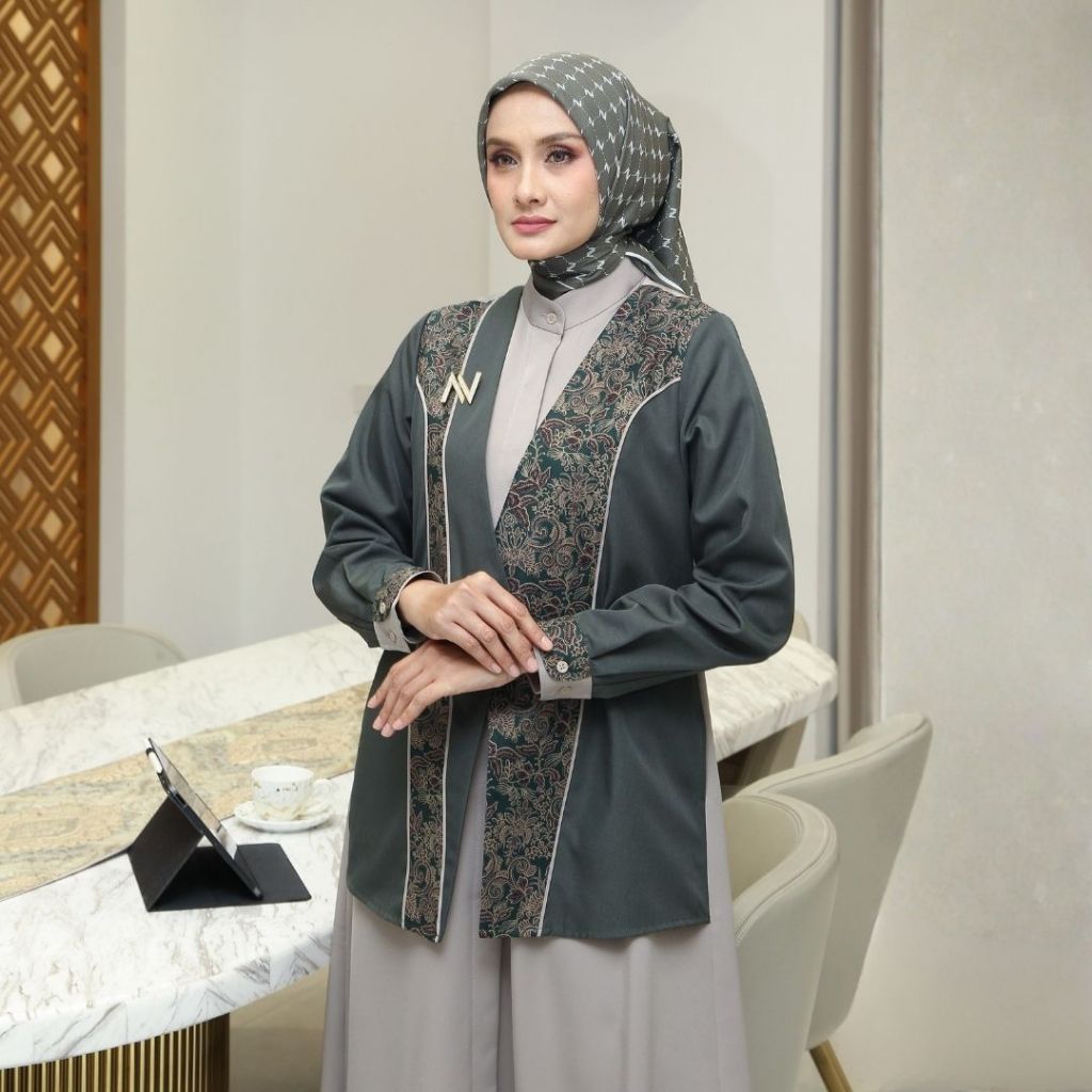Nina Nugroho - 2in1 Rust Green Aruna Dress