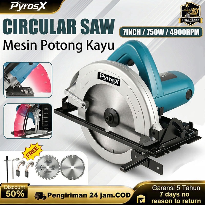 Mesin Potong Kayu 750W Circular Saw Mesin Circular Saw 7 inch Circular Saw Mesin Potong Gergaji Kayu