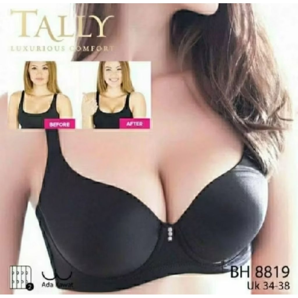 Tally Bra 8819 Cup B Push Up Busa Tebal Kawat Kit 2 Tali Lepas Pasang