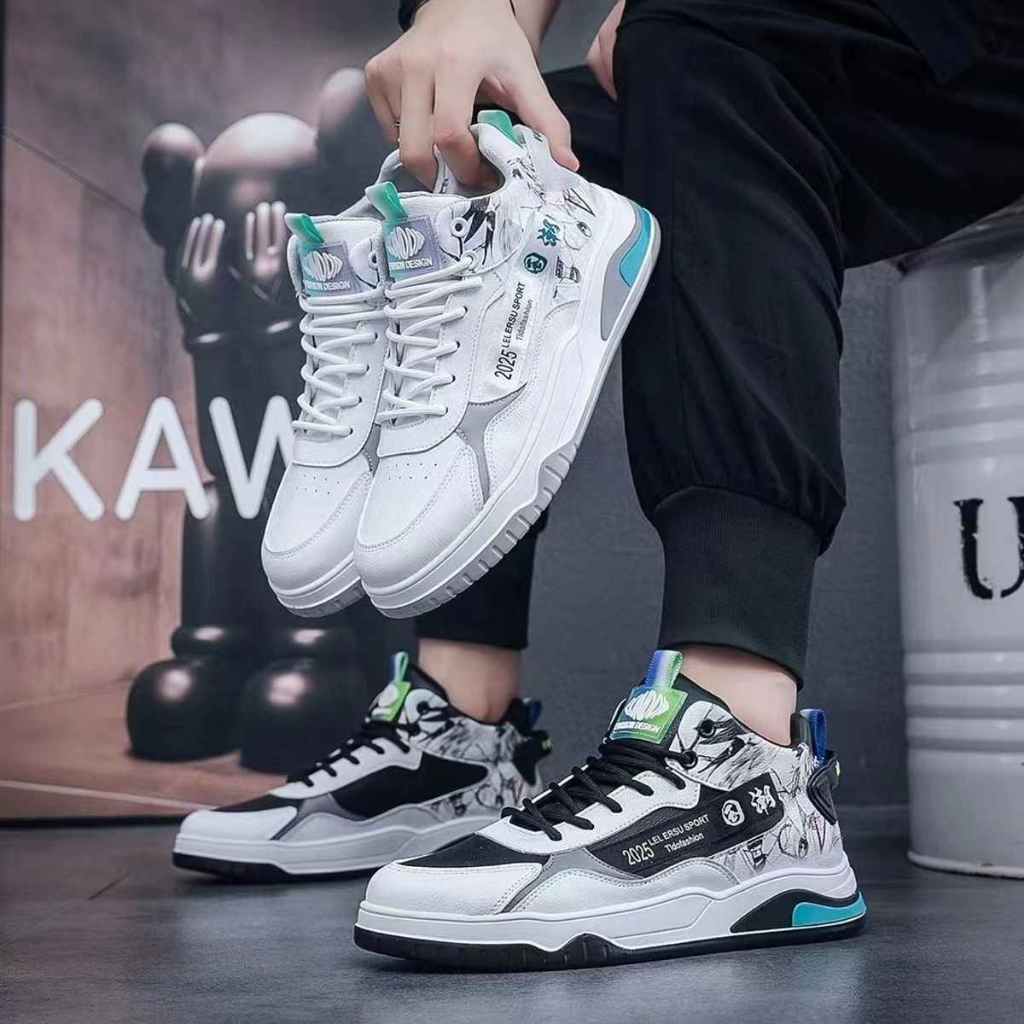 PANARYBODY Sepatu Olahraga Pria Panarybody Sepatu Fashionable Cowok Warna Putih Modis Kekinian j2029