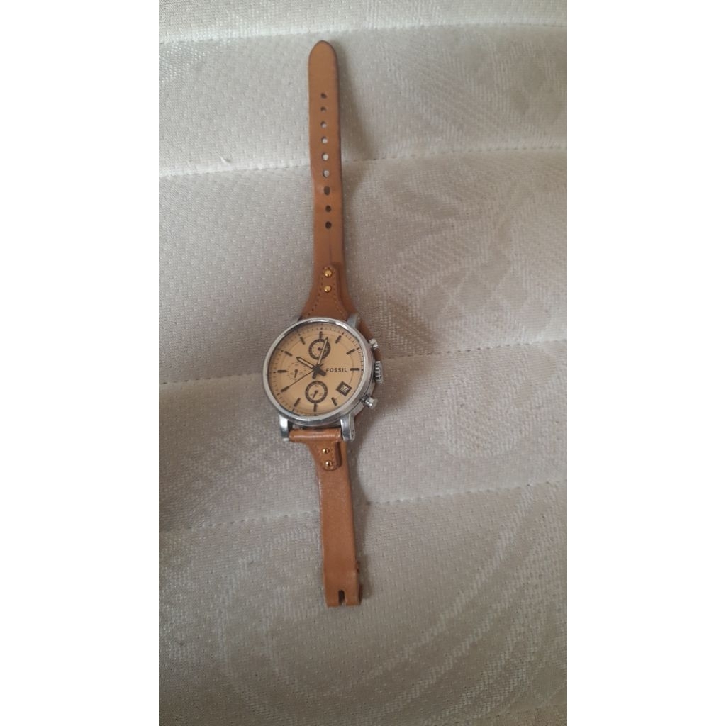 Jam Tangan Fossil Chronograph Pria Tali Kulit Coklat Original