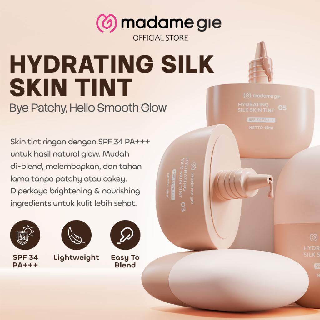 [LS] Madame Gie Hydrating Silk Skin Tint SPF34 PA+++ -  Natural Coverage Hydrating Base Makeup | Rin