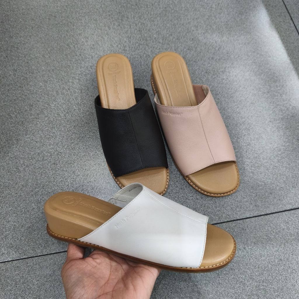 Hush puppies Leslie Sandal wanita wedges kulit