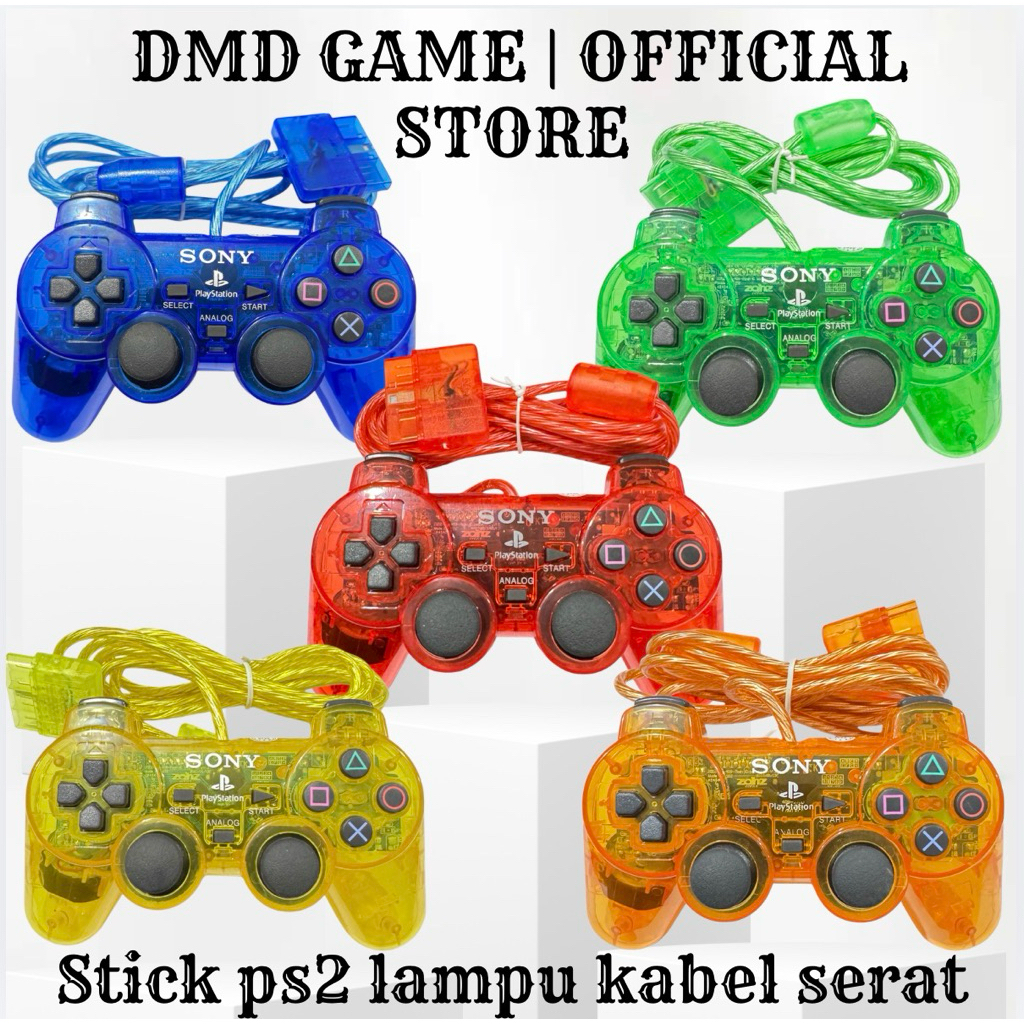 Stik Stick PS2 transparan lampu - kabel serat