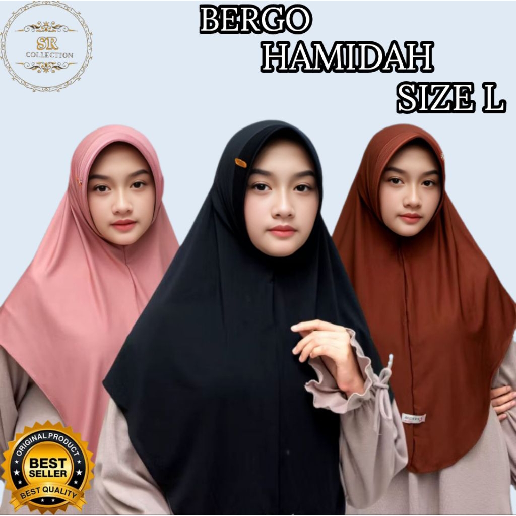SR- Hijab bergo Hamidah pinguin SIZE L nyaman cantik lembut adem dan ringan