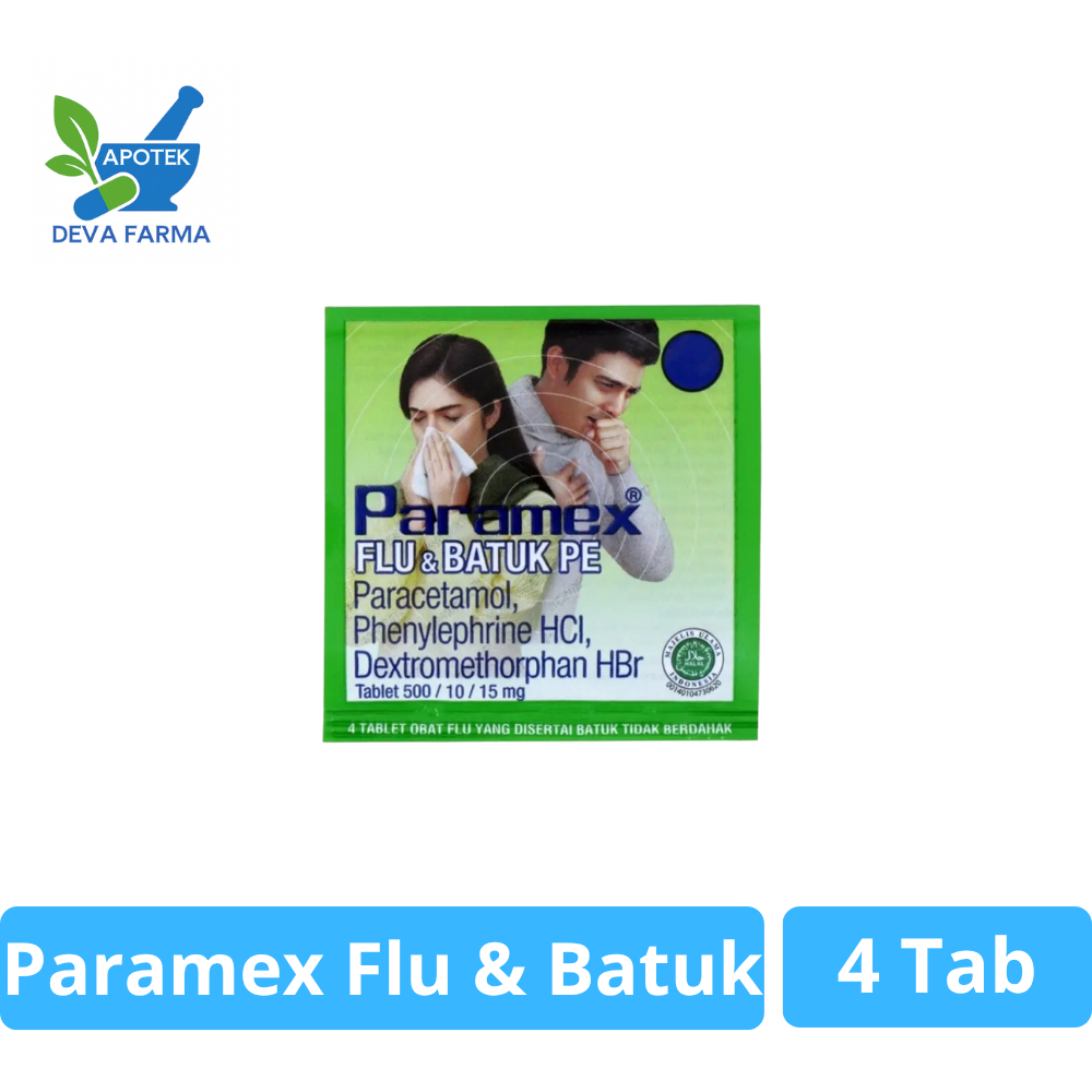 Paramex Flu & Batuk Pe Strip 4 Tablet Untuk Flu Dan Batuk Kering