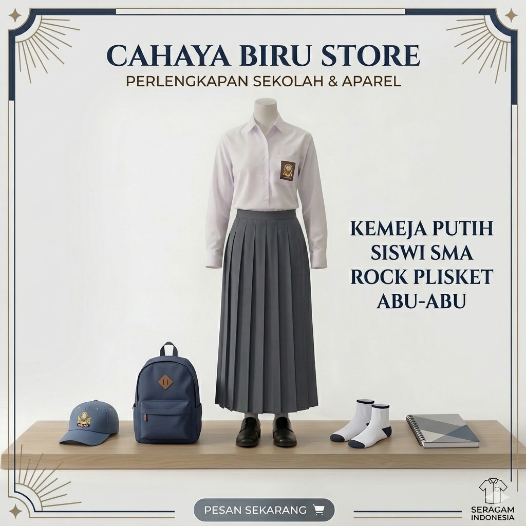 Setelan Seragam Osis SMA Tangan Panjang Cewek Set