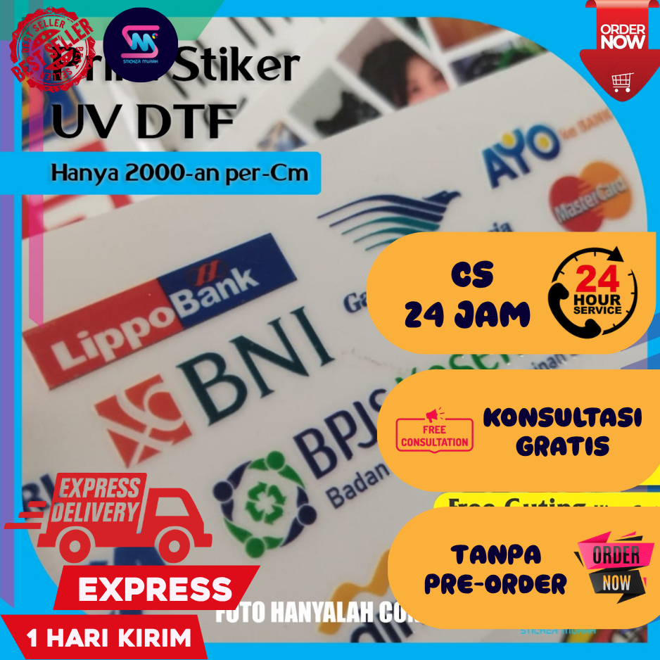 Stiker Murah Bandung Cetak Print Cutting Sticker UV DTF Decal Kering Custom FullColor Timbul Meteran