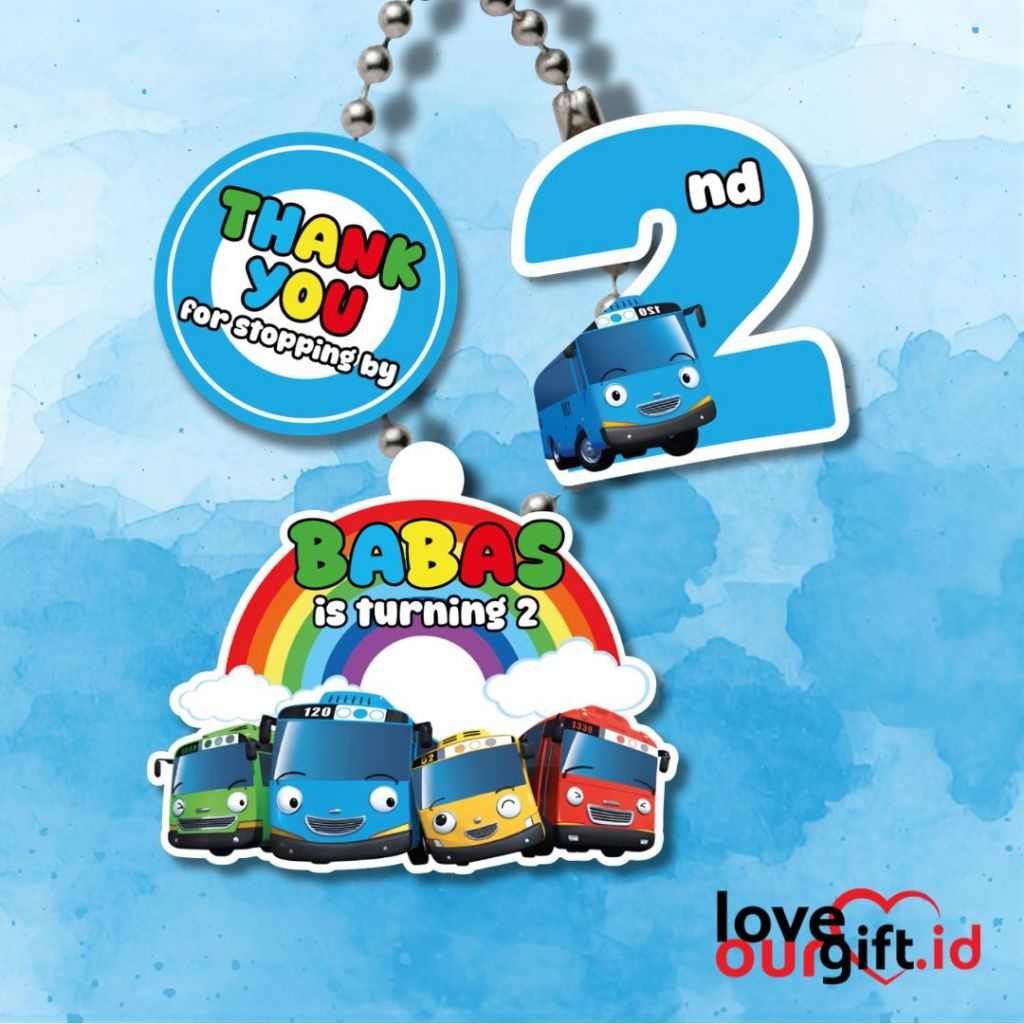 Custom Hangtag Ulang Tahun Birthday anak Bus Tayo Hei Tayo