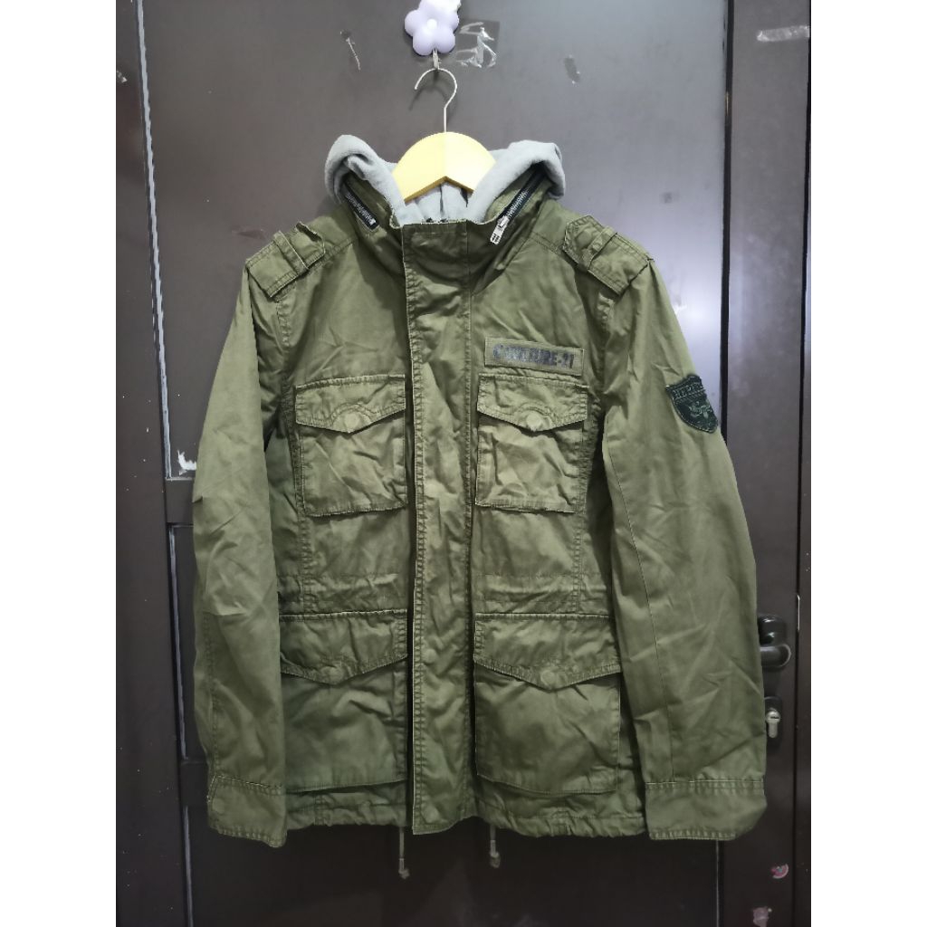 JAKET PARKA MODEL TACTIKAL M65 WARNA ARMY MEREK CHASECULT SIZE S FIT TO M