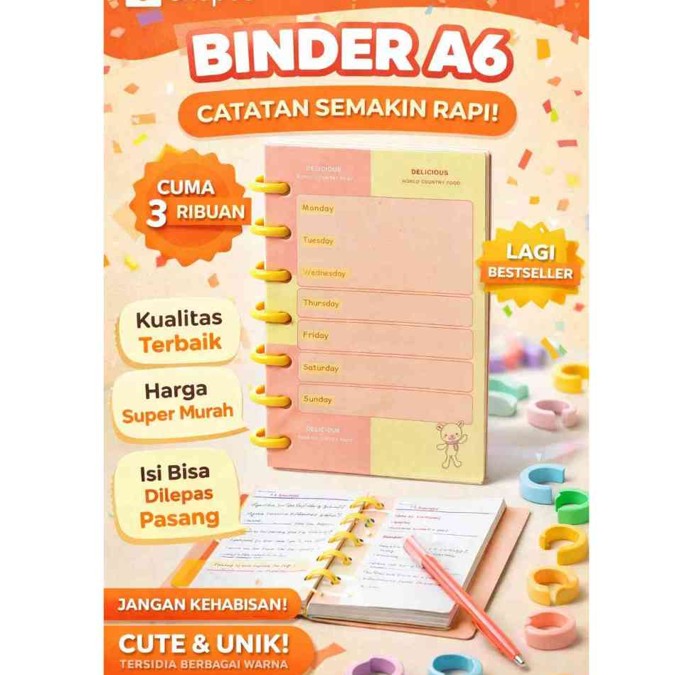 Kertas Binder UKURAN A6 ISI 30 LEMBAR GRATIS RING BINDER PLASTIK ADINATA ORIGINAL DISNEY KARAKTER Lo