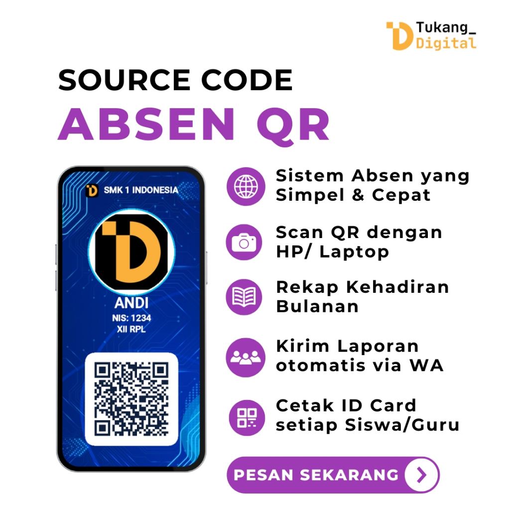 Aplikasi Absen QR Code Kehadiran Siswa dan Guru Presensi Digital