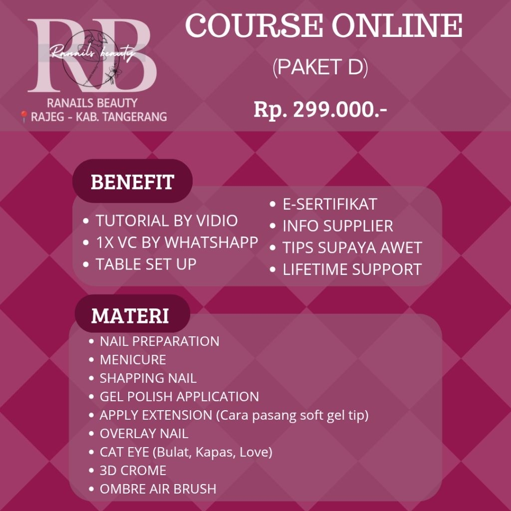 COURSE ONLINE PAKET D (Kursus nail art)