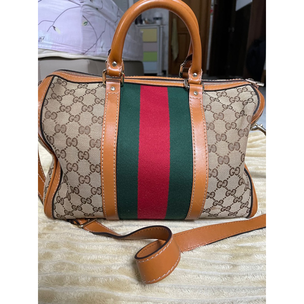 Gucci Canvas Vintage Boston Bag Original