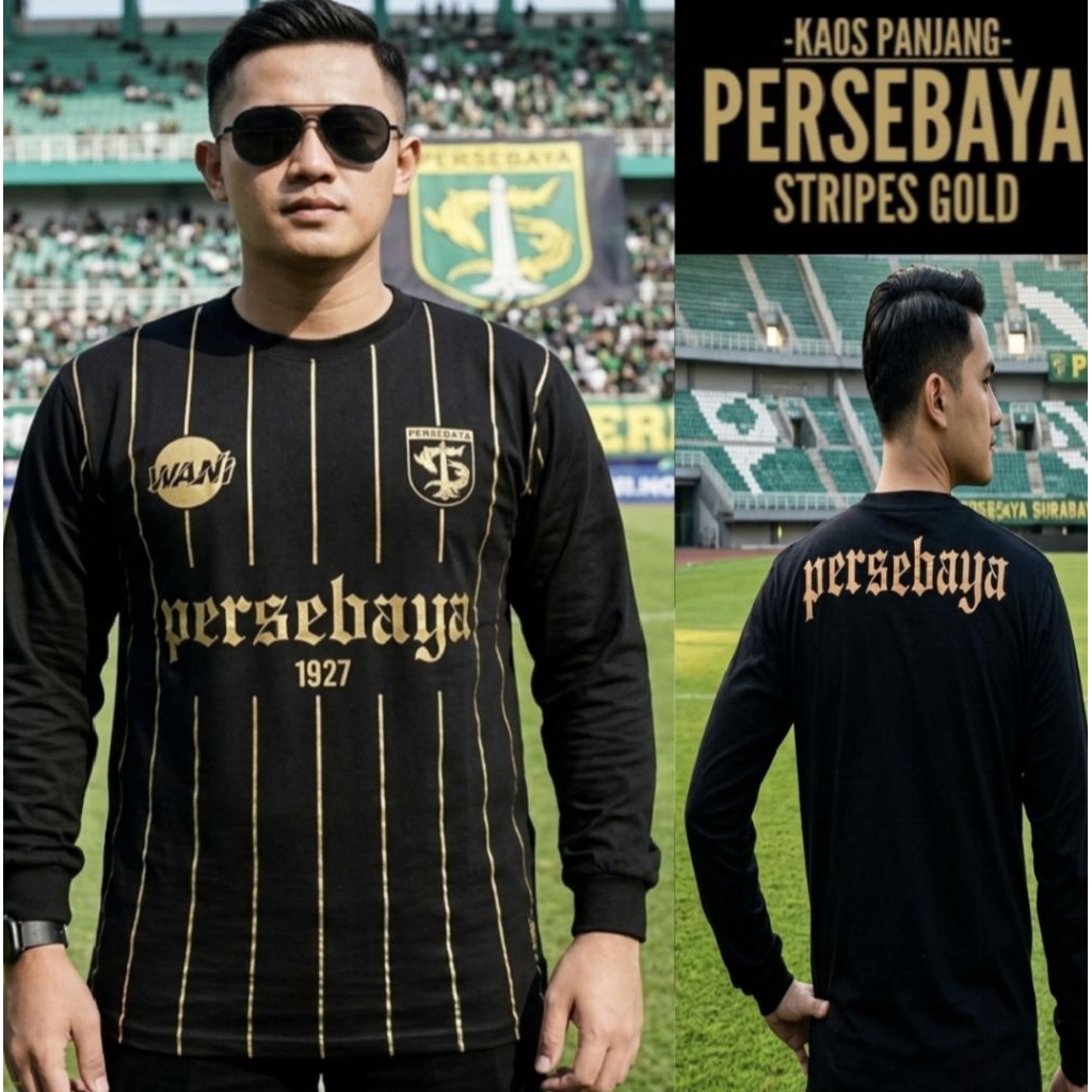 Kaos Persebaya Bonek Wani Kaos Lengan Panjang Persebaya Stripes Gold