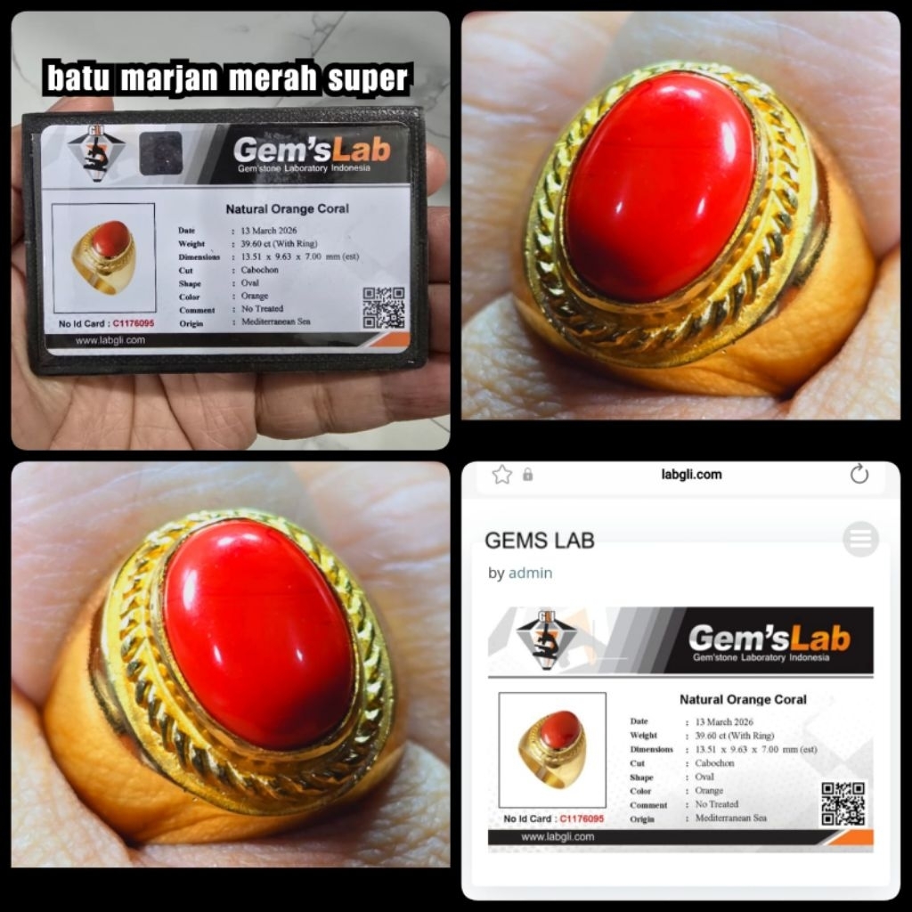 batu Marjan merah asli yemen kelas kontes bos