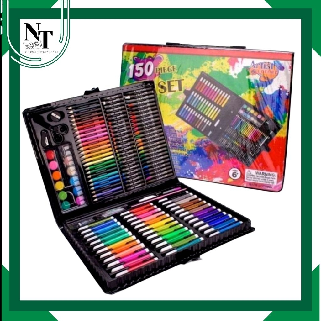 Pensil warna 150 Pcs art set-crayon 150 pcs full set-lengkap alat melukis menggambar anak/pensil war