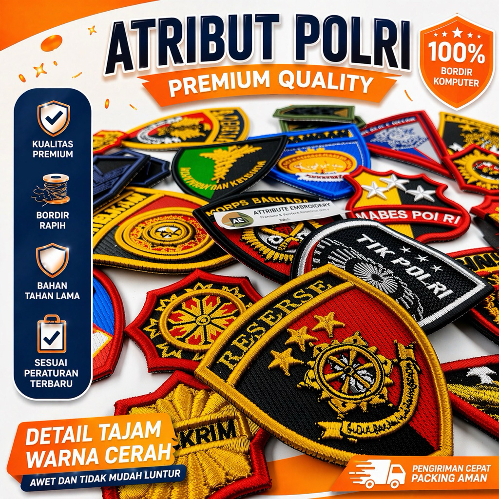 ATRIBUT POLRI / BET POLRI / BREVET POLRI BORDIR TIMBUL HARGA SATUAN