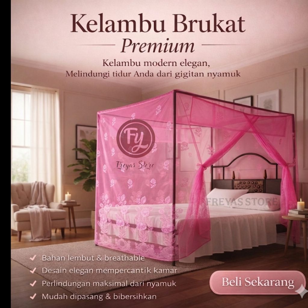 KELAMBU BUNGA TIMBUL KAIN BRUKAT PREMIUM