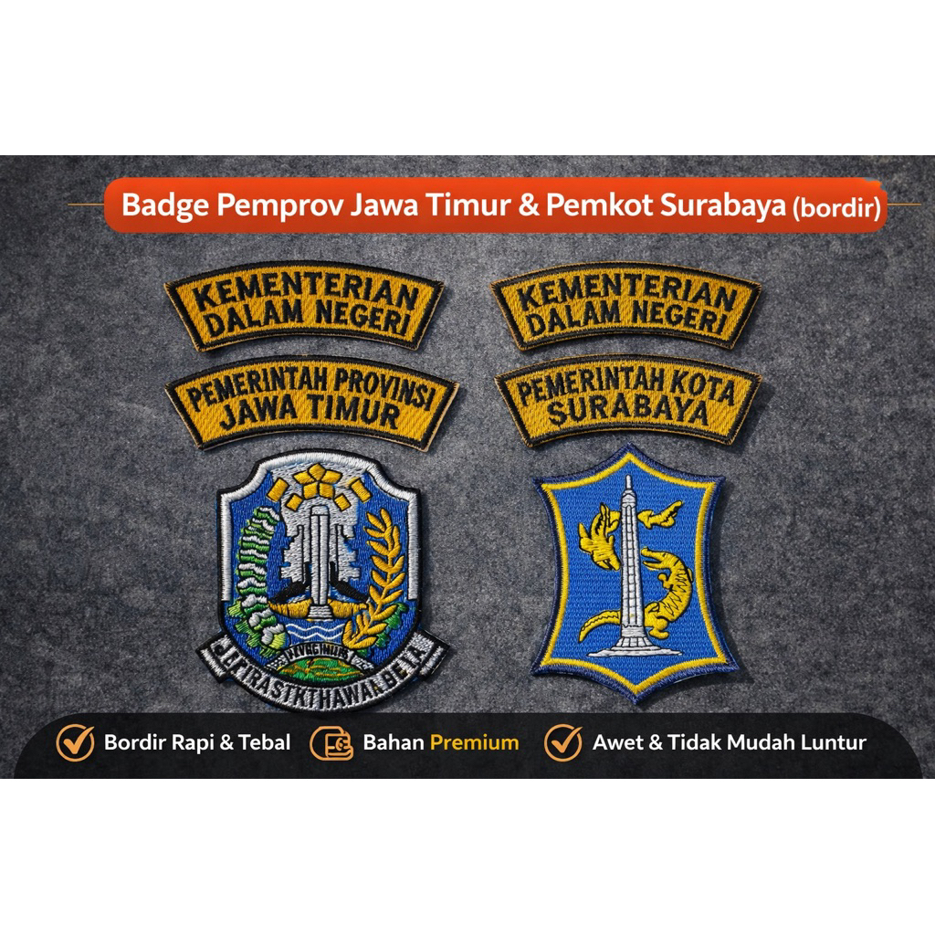 Badge ASN Pemkot SURABAYA Pemprov Jawa Timur (full bordir)