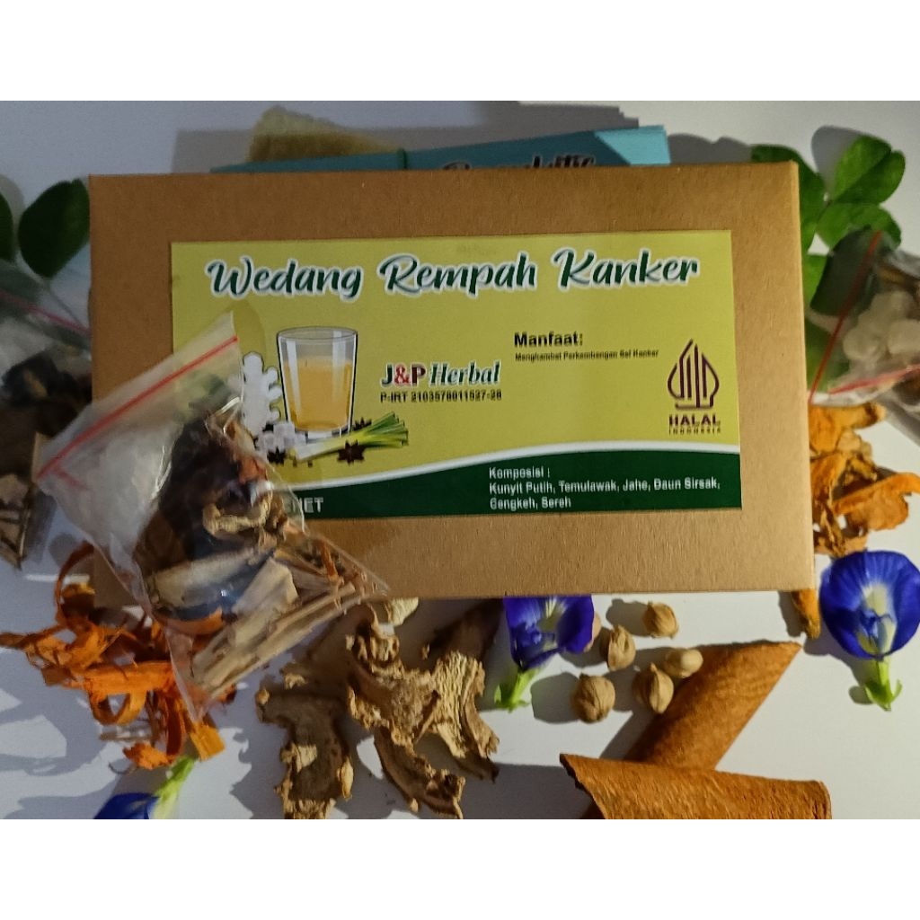 Wedang rempah kangker 10 bungkus premium J&P herbal  komplit dengan gula batu