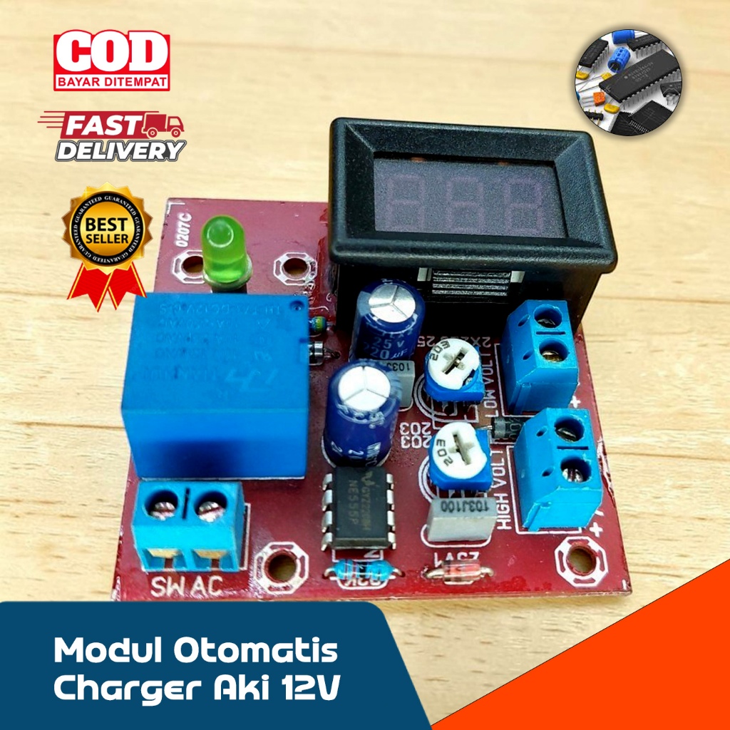 Modul Kit Charger Aki 12V Otomatis  / KIt Chas Aki 12 V Kuat dan Akurat