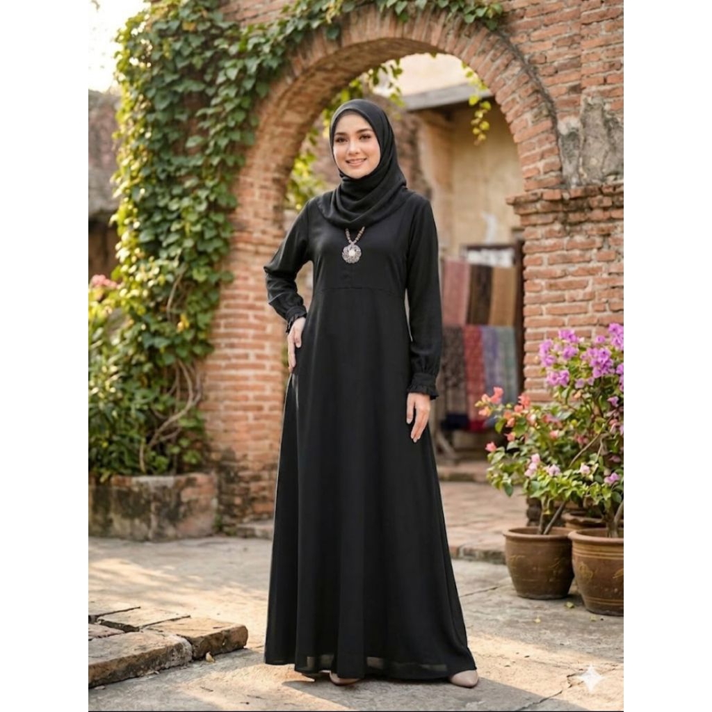 Gamis Wanita polos - bahan wolfis silk