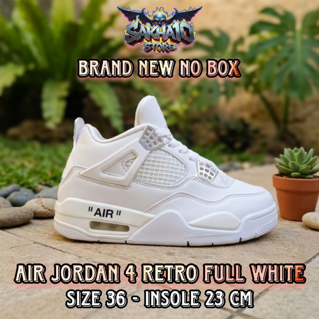 SEPATU SNEAKERS ANAK COWO/CEWE UNISEX CASUAL/BASKET/SANTAI AJ RETRO 4 FULL WHITE KECE MEWAH