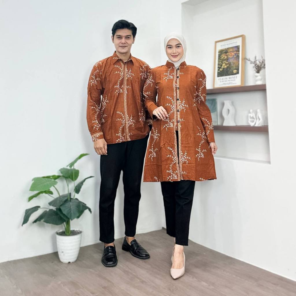 Batik Couple Atasan Tunik Wanita Tradisional Butik Terbaru Model Buket Baju Batik Seragam Kantor