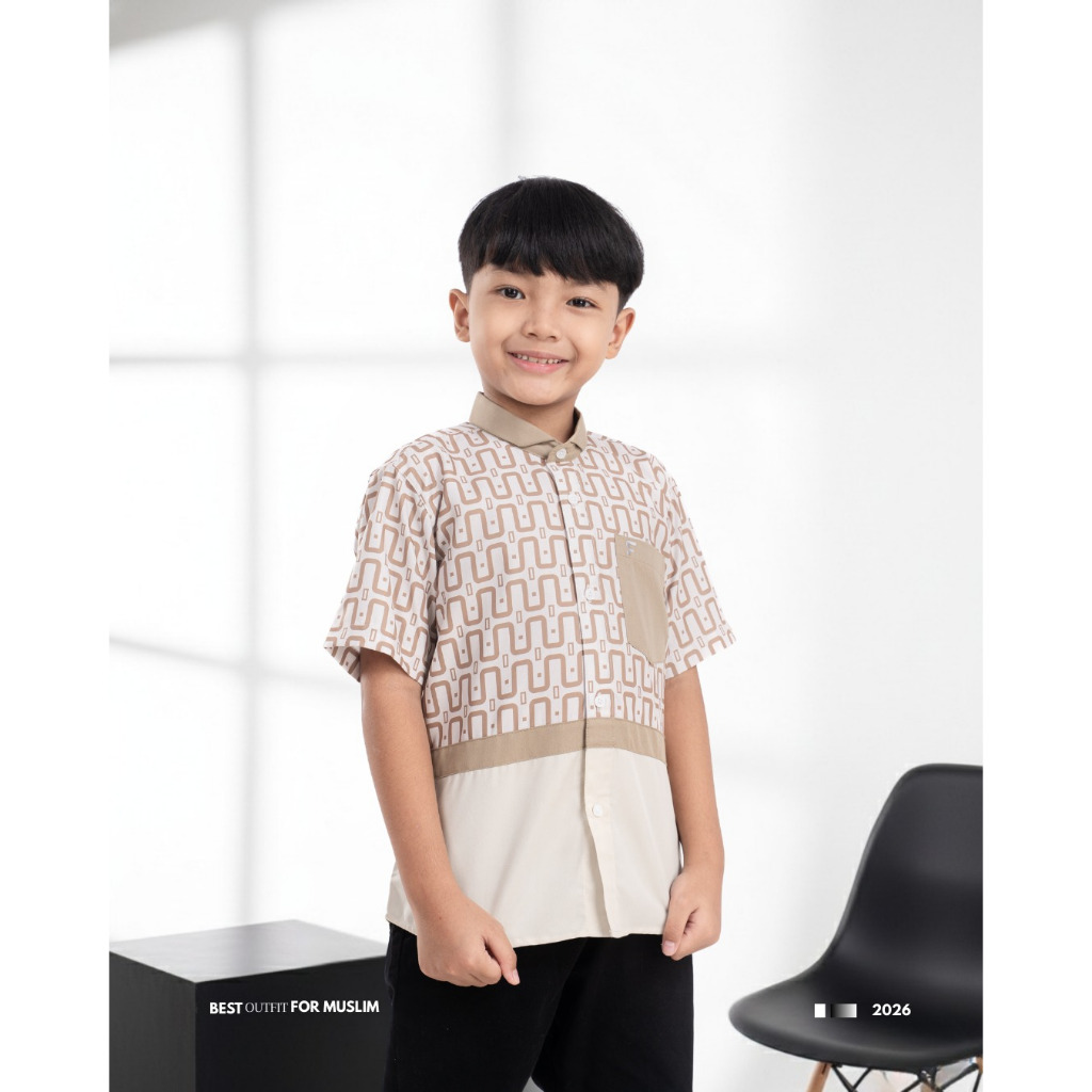 KOKO ANAK FADKHERA OFFICIAL RIHAN LENGAN PENDEK LIGHT CREAM