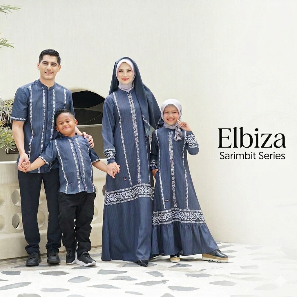 MuTif - Sarimbit Gamis Series Elbiza steel blue